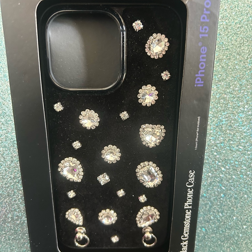 Crystal Gemstone iPhone 15 Pro Case - Black